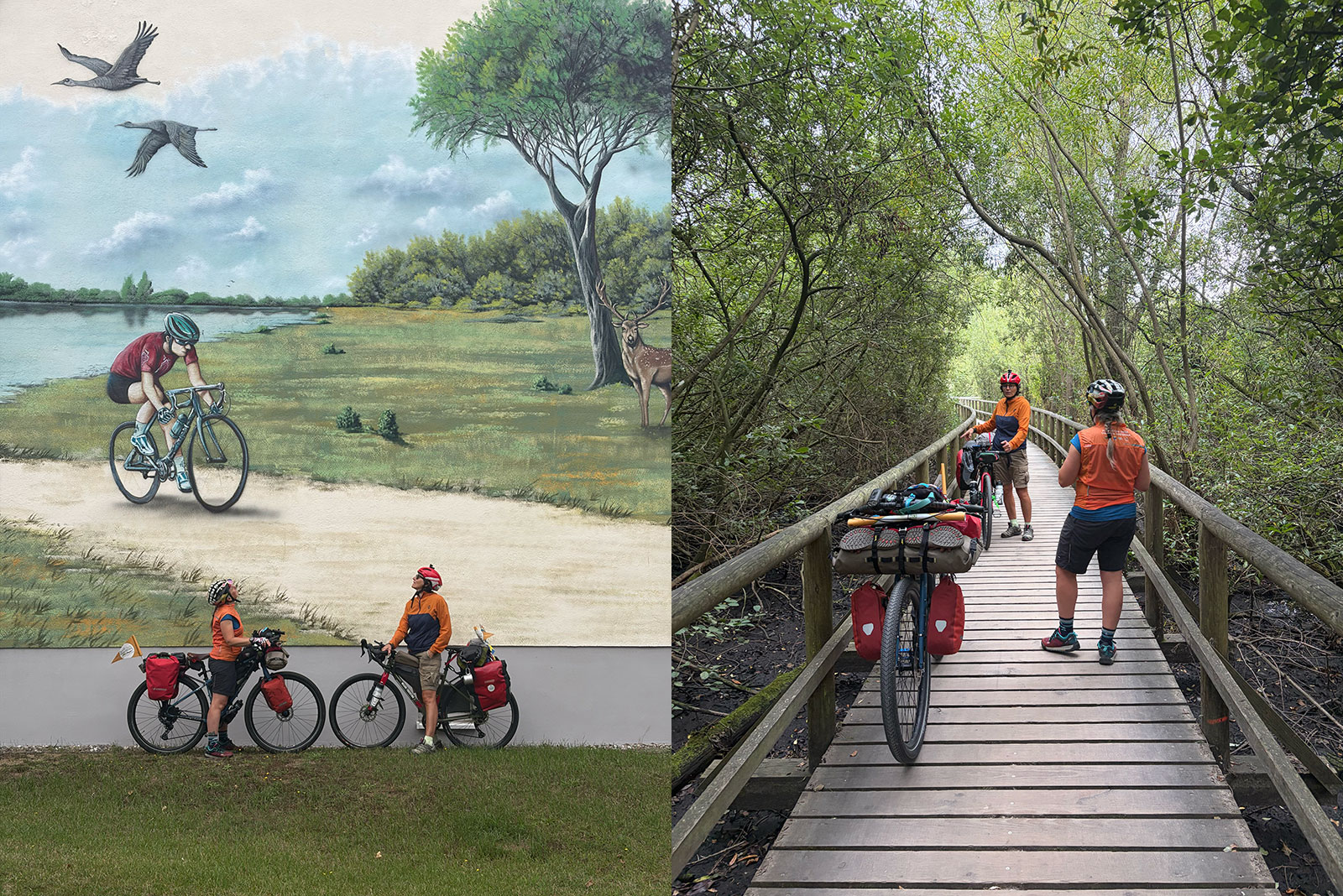 Murales e ponte in legno nel distretto dei Laghi del Meclemburgo